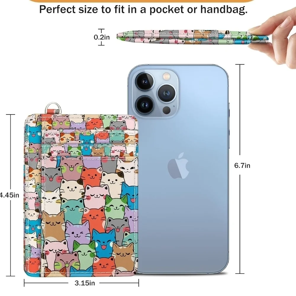 Colorful Cat Print Wallet with Card Slots